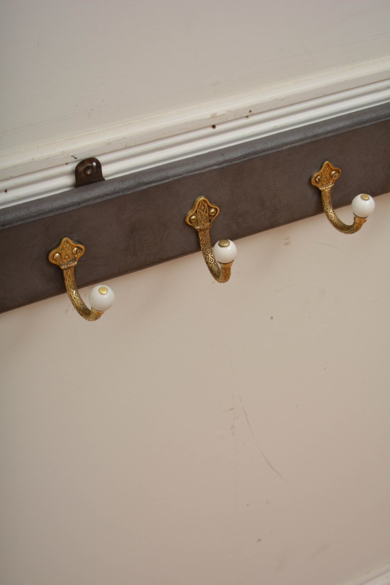 Victorian Brass Coat Hooks Coat Rack - Image 13